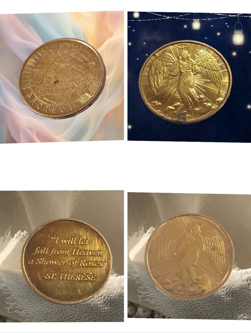 Angels / Religious Gold Tone Coins 4 Pieces